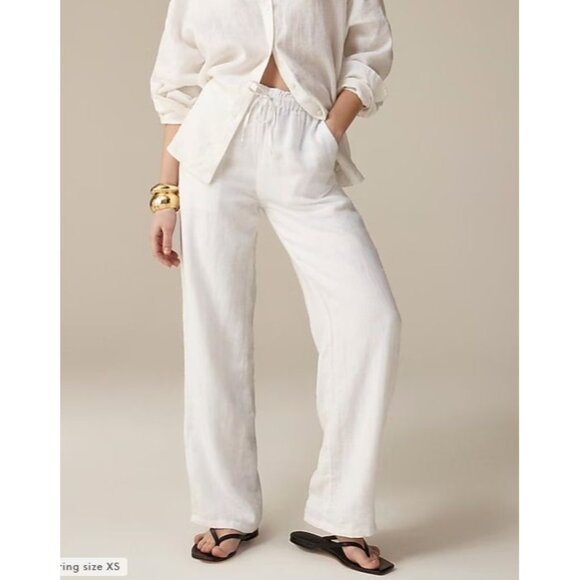 J. Crew Pants - J.Crew Soleil pant in linen wide leg 90s boho white sz XL